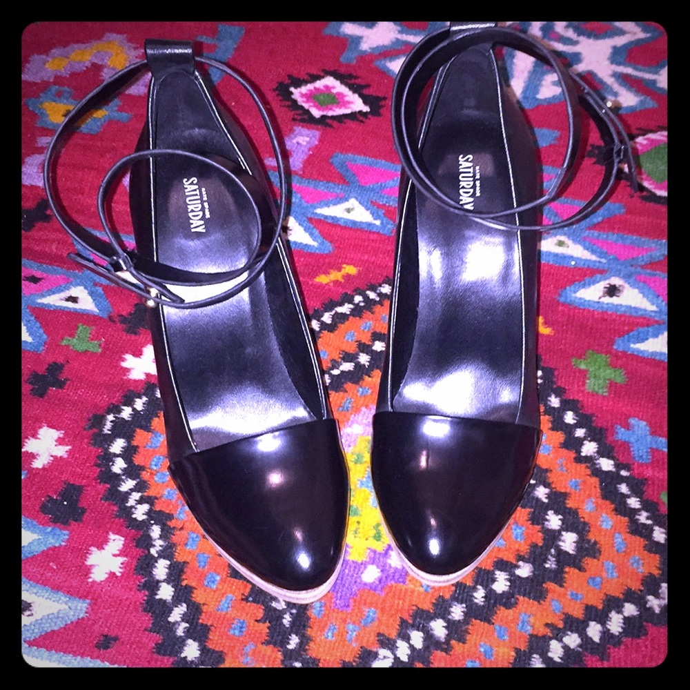 Kate Spade black leather pumps high heel 8.5